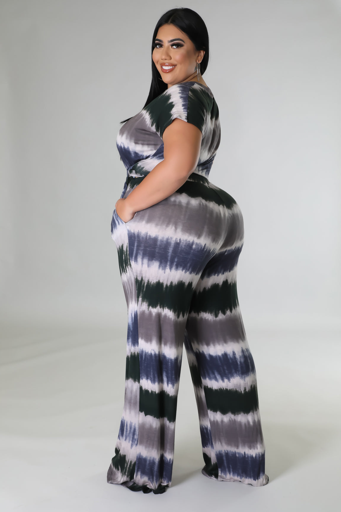 Multi Print Pants Set (Plus Size)